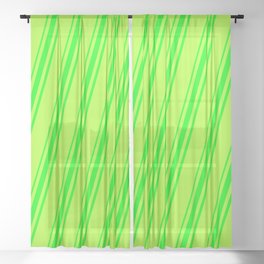 [ Thumbnail: Light Green and Lime Colored Striped Pattern Sheer Curtain ]