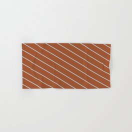 [ Thumbnail: Sienna and Grey Colored Striped Pattern Hand & Bath Towel ]