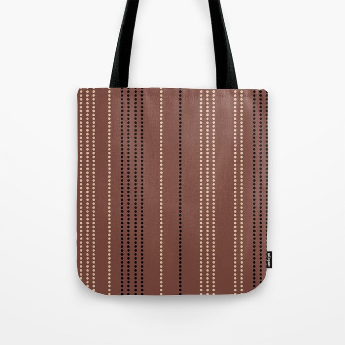Spotted Ethnic Stripes, Ivory, Black and Sienna Tote Bag