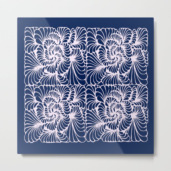 Lace on Blue Metal Print