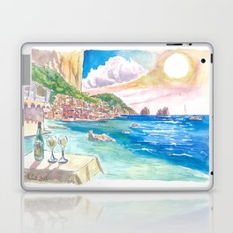 Capri Epic View and Refreshing Drink with Faraglioni Rocks Laptop Skin