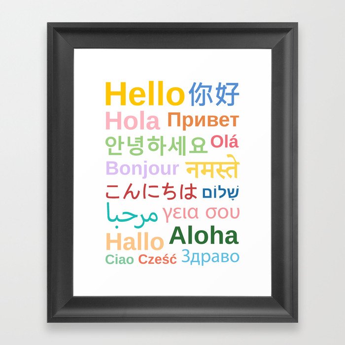 Hello In Different Languages Framed Art Print