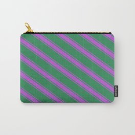 [ Thumbnail: Sea Green and Orchid Colored Lines/Stripes Pattern Carry-All Pouch ]