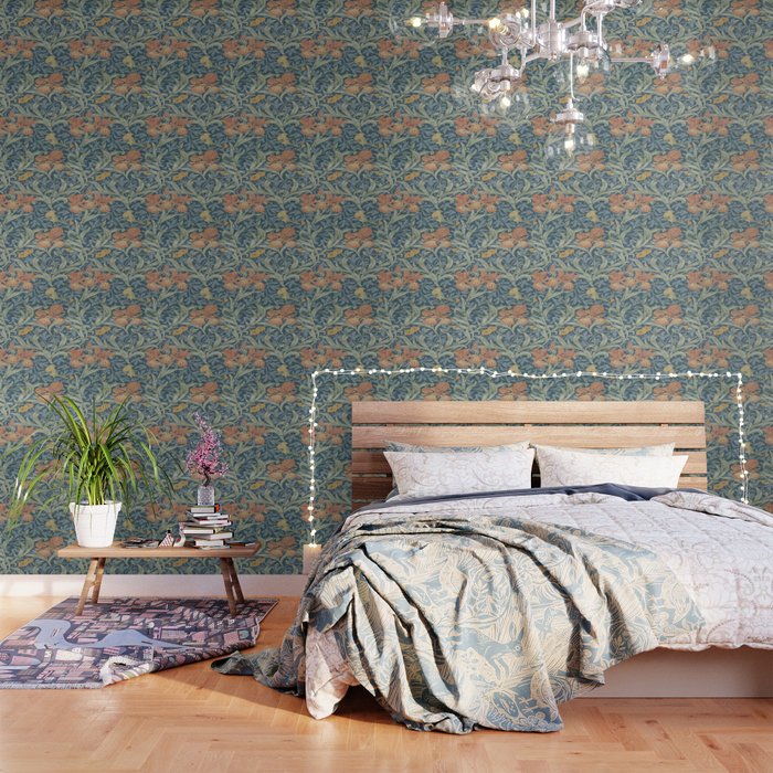 William Morris Vintage Iris Floral Wall Paper Pattern Wallpaper by  Loveyouart | Society6