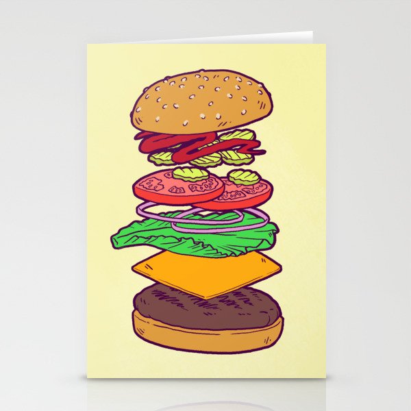 Vegan Burger Anatomy (No Words) Stationery Cards