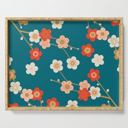 Blue sakura origami print - Japanese inspired Serving Tray