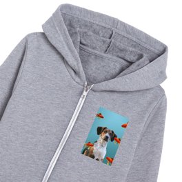 Jack Russel Dog with Goldfishes Kids Zip Hoodie