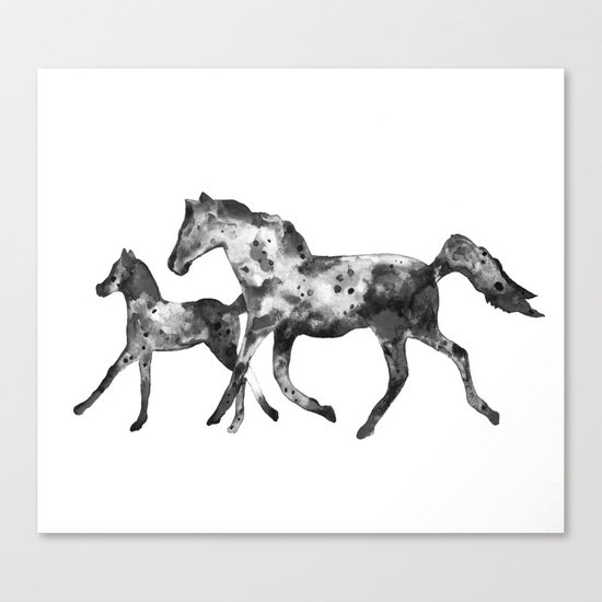 Horses, black and white Canvas Print