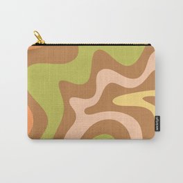 Retro Liquid Swirl Abstract Pattern Square in Light Brown Green Yellow Orange Blush Carry-All Pouch