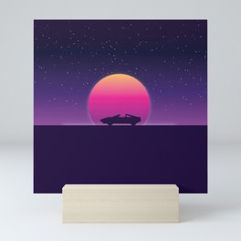 80s Retro Sunset Car Mini Art Print