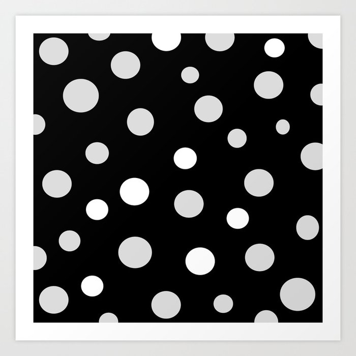 Large Polka Dots - Black Art Print