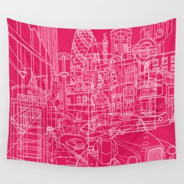 London! Hot Pink Wall Tapestry