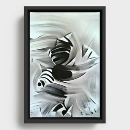 Black and white original abstract digital artwork Framed Canvas