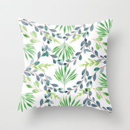 Watercolor Leaves Pattern  Throw Pillow