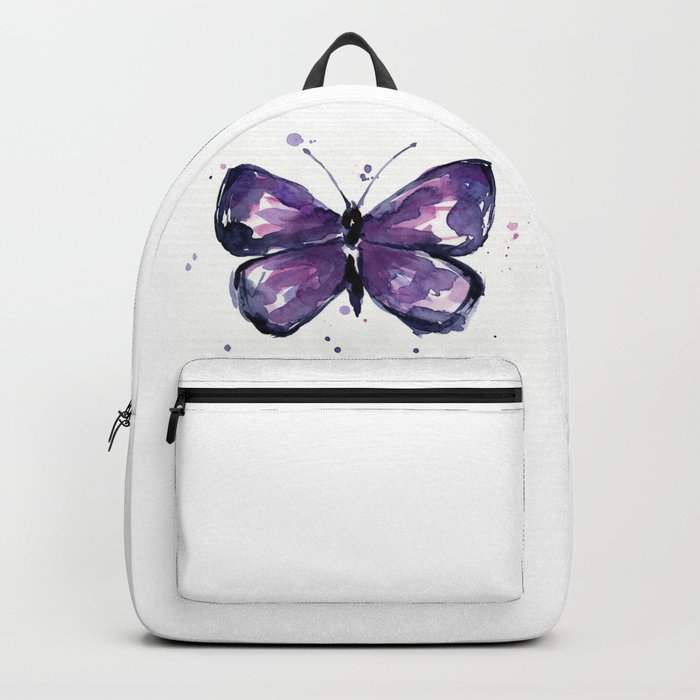 Purple Butterfly Watercolor Abstract Animal Art Backpack
