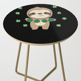 Sloth With Shamrocks Cute Animals For Luck Side Table