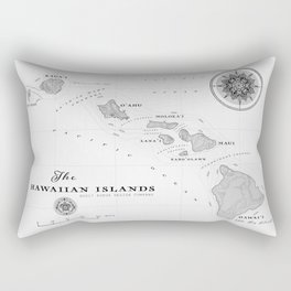 The Hawaiian Islands [Black & White] Map Print Rectangular Pillow