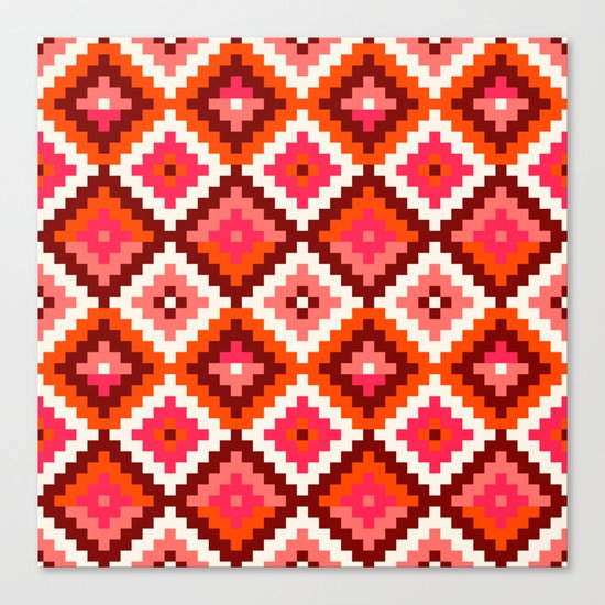 Aztec pattern-rose, orange, brown Canvas Print