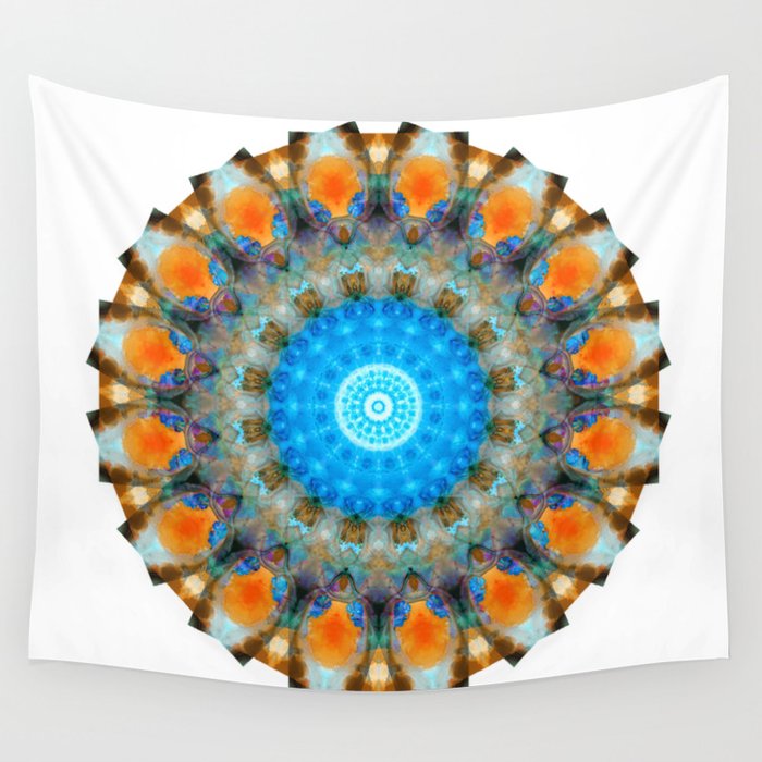 Colorful Blue Aura - Vibrant Mandala Art Wall Tapestry