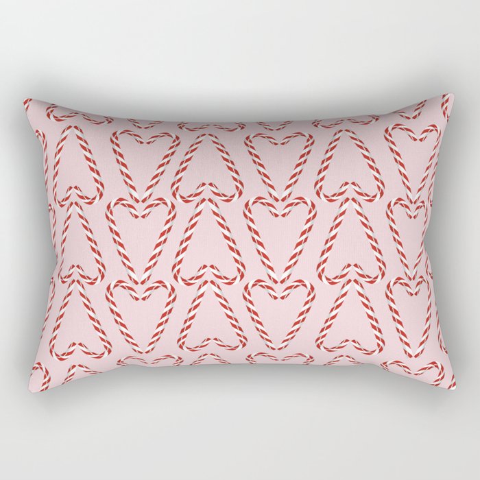 Candy Cane Hearts on bubblegum pink Rectangular Pillow