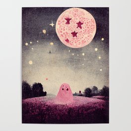 Little Pink Ghost under Pink Moon Poster