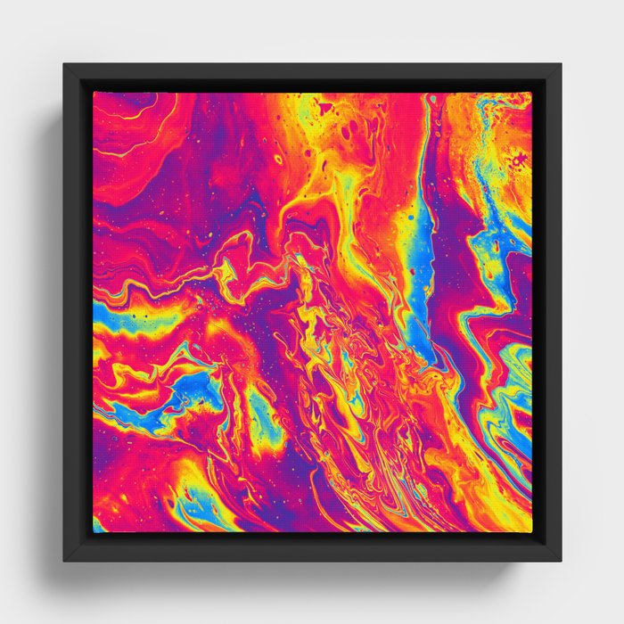 Amazing Liquid Abstract Paint Pattern Framed Canvas