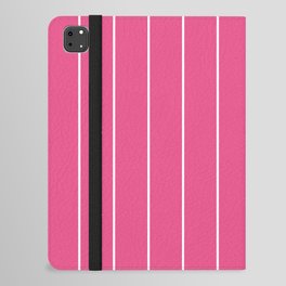 Simple White Stripes on Intense Pink Background iPad Folio Case