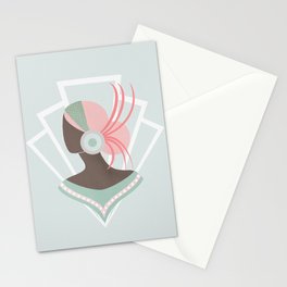 Art Deco lady with pink hair Stationery Card