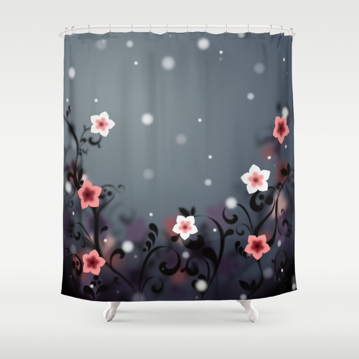 Pink And White Flowers Elegant Shower Curtain By Ratherswell