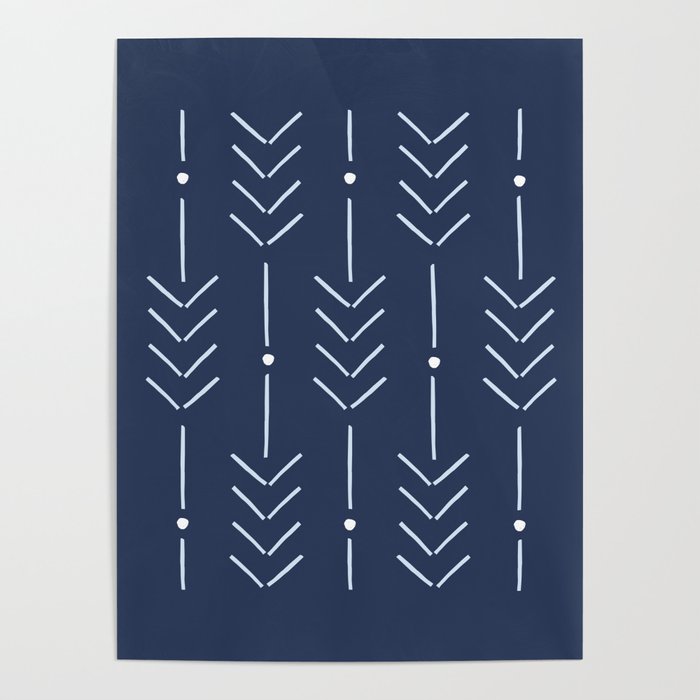 Arrow Lines Pattern in Navy Blue 2 Poster