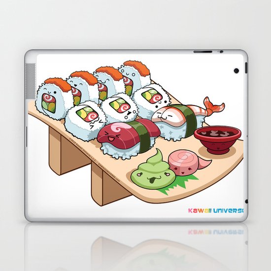 Kawaii California Roll and Sushi Shrimp and Tuna Nigiri Laptop & iPad Skin