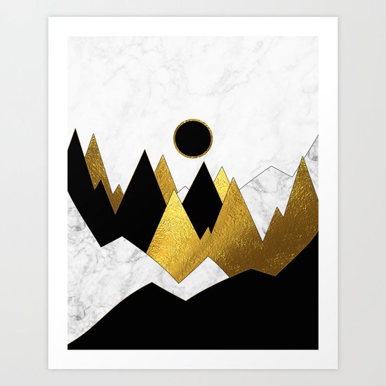 Landscape Marble, Black & Gold Art Print