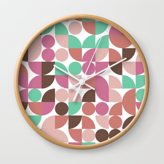 Playful Geometric Pattern Spring Wall Clock