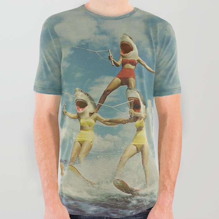 On Evil Beach - Shark Attack All Over Graphic Tee
