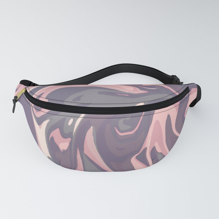 Pink Grey Liquid Marble Fluid Swirls Abstract Fanny Pack
