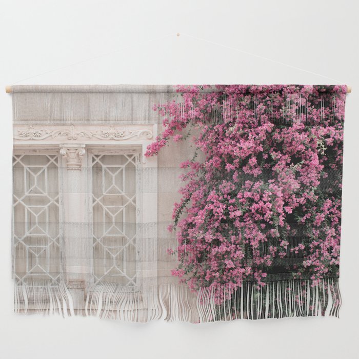 Pretty Window - Bougainvillea Flowers - Minimalist Portugal Travel Photography By Ingrid Beddoes Wall Hanging
