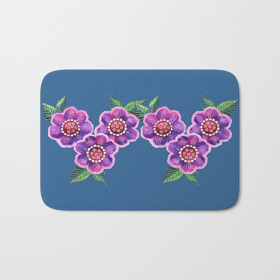 Purple Flowers I Bath Mat