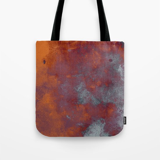 Cracked Amber - Textured abstract painting in amber and blue Tote Bag