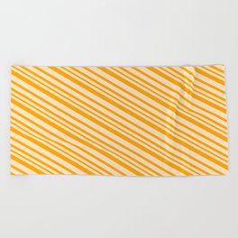 [ Thumbnail: Bisque and Orange Colored Lines/Stripes Pattern Beach Towel ]