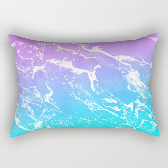 Modern summer purple blue ombre watercolor mermaid white marble Rectangular Pillow by Girly ...