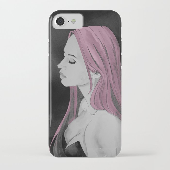 Soft Woman's Portrait - Romantic Pink Hair iPhone Case