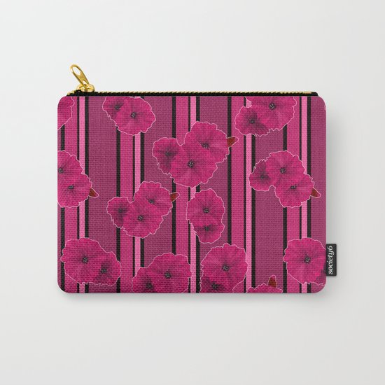 Floral pattern on striped background Carry-All Pouch