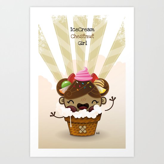 Ice Cream Chestnut Girl Art Print