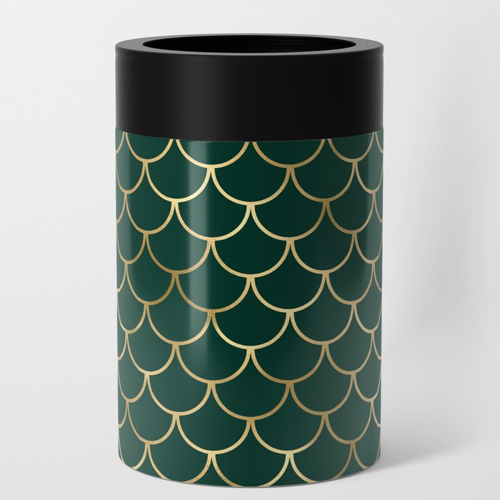 Gold Green Scales Pattern Can Cooler
