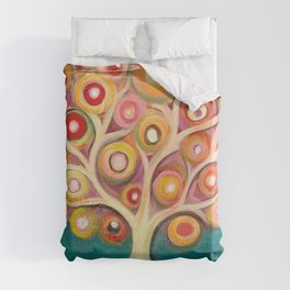 Tree of life with colorful abstract circles Duvet Cover