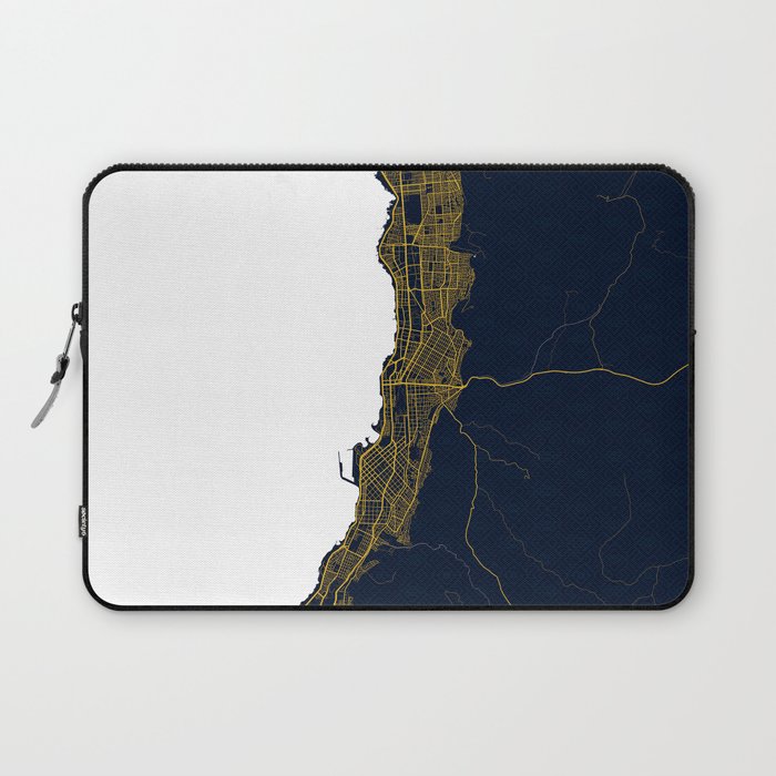 Antofagasta City Map of Chile - Gold Art Deco Laptop Sleeve