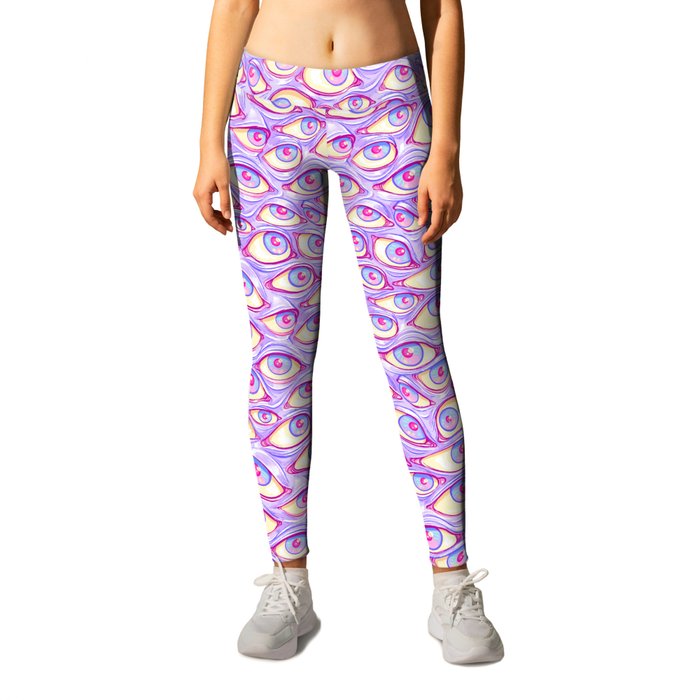 Wall of Eyes in Purple Leggings by Spookish Delight | Society6