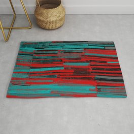 Stripe Layers in Teal and Red Area & Throw Rug