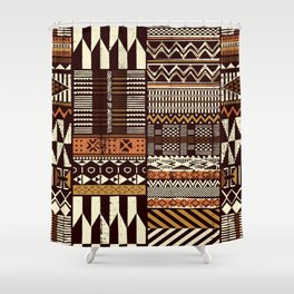 Tribal African style fabric patchwork abstract vintage seamless pattern ethnic wallpaper Shower Curtain