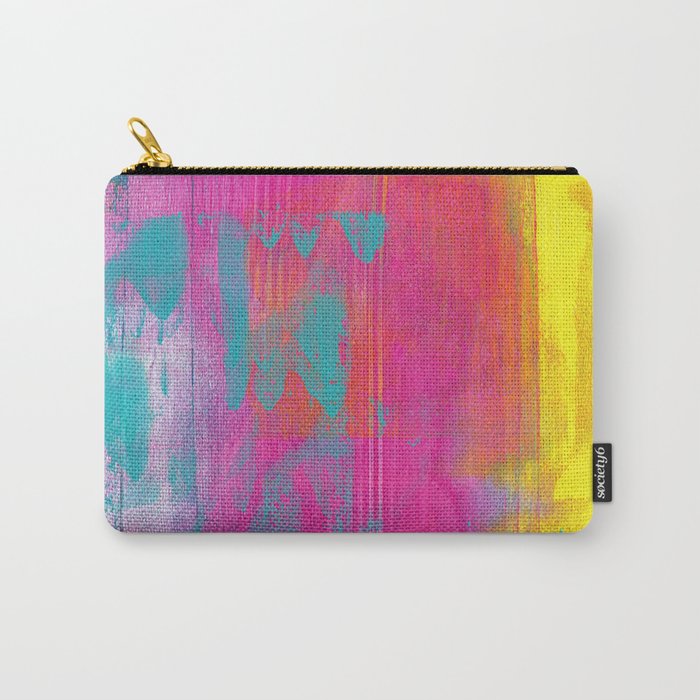 Neon Abstract Acrylic - Turquoise, Magenta & Yellow Carry-All Pouch